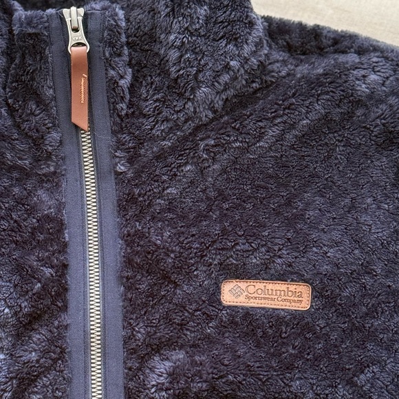 Columbia Woman’s Fire Side Half Zip Sherpa Fleece Pullover in Navy Blue - Picture 10 of 11